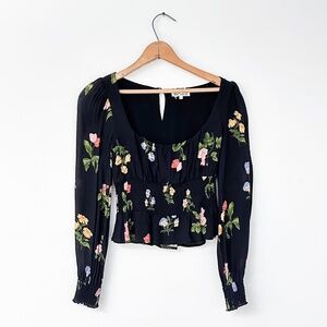 Reformation Floral Black Blouse